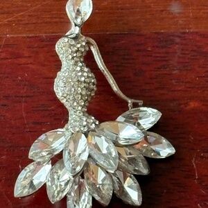 Elegant Silver Crystal Brooch